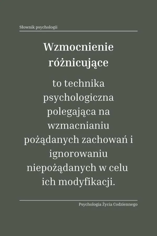 Wzmocnienie różnicujące (differential reinforcement) 1 Co to jest wzmocnienie różnicujące
skupia się na nagradzaniu zachowań
