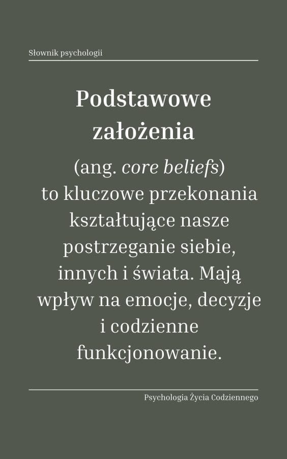 Podstawowe założenia (core beliefs) 1 Podstawowe założenia (ang. core beliefs) to kluczowe przekonania