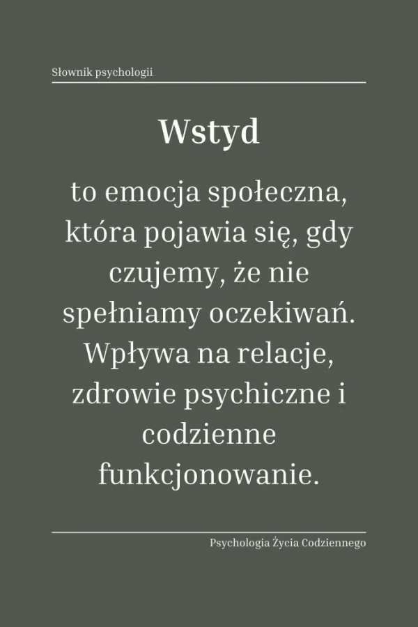 Wstyd (shame) 1 Czym jest wstyd
Wstyd to emocja społeczna, która pojawia się, gdy czujemy, że nie spełniamy oczekiwań.