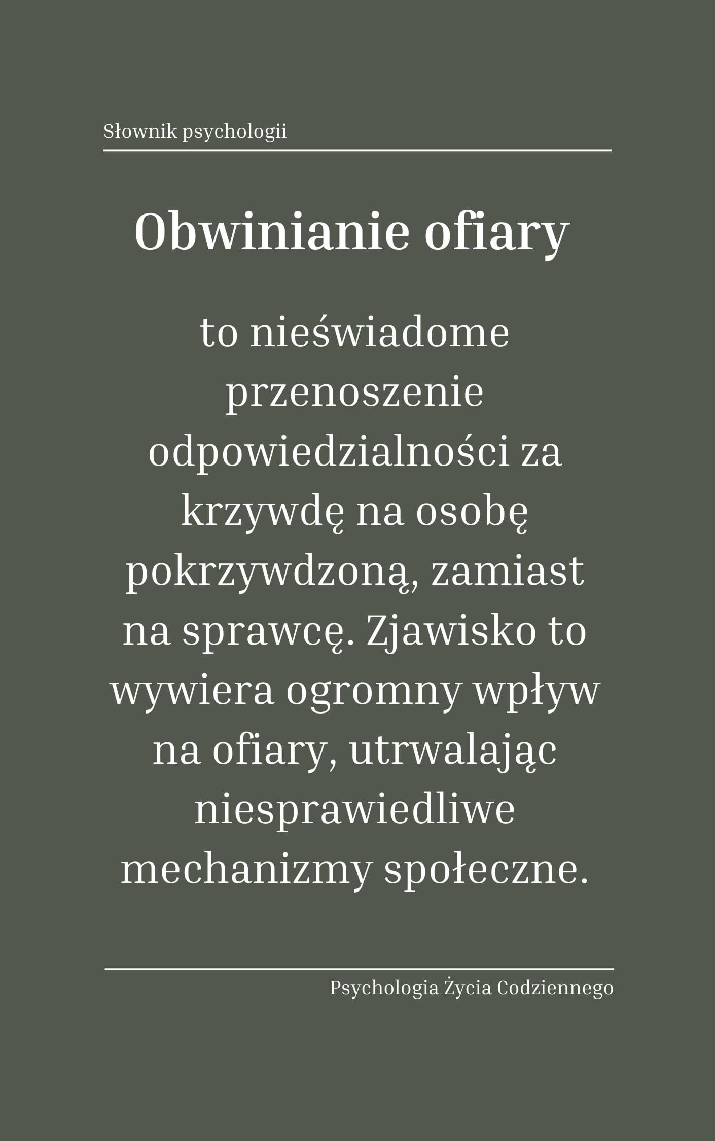 Obwinianie ofiary (blaming the victim)